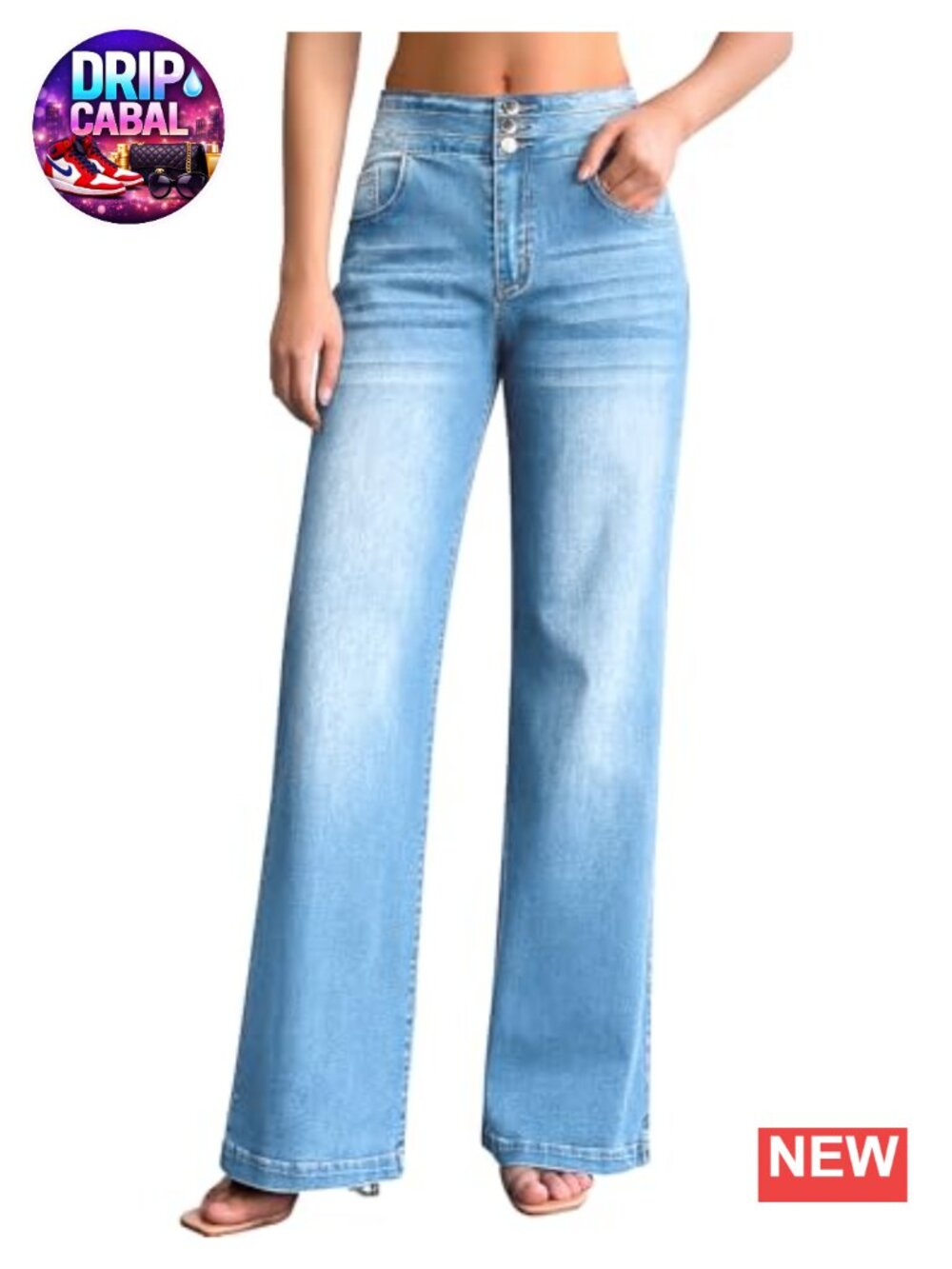 High Waisted Wide Leg Stretch Baggy Jeans Women Casual Denim Pants